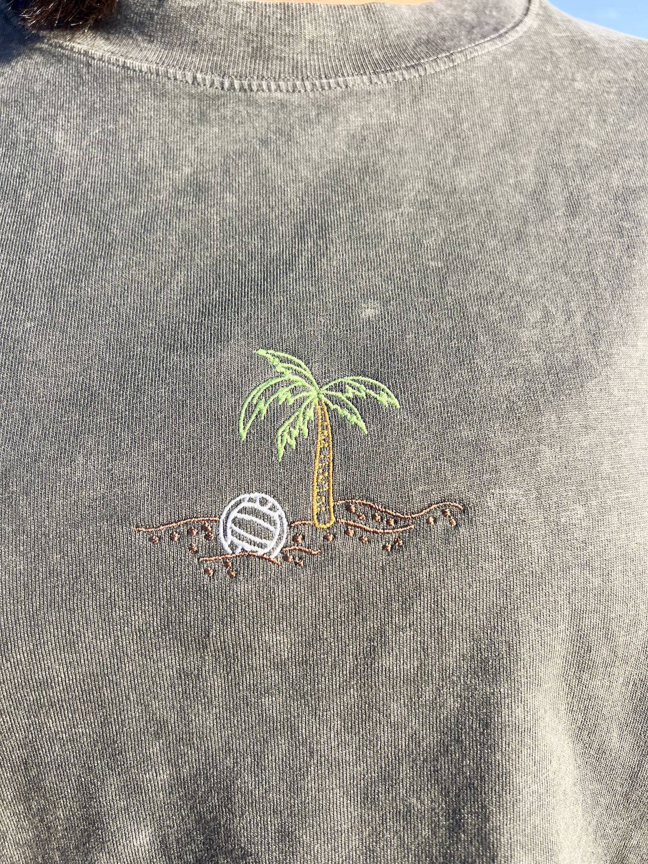 Volleyball Embroidered Crop T-Shirt (Womens)