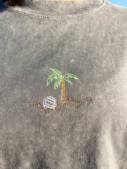 Volleyball Embroidered Crop T-Shirt (Womens)